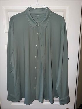 J. Crew Performance Men's Long-Sleeve Button-Up Shirt in Sage Green XXL